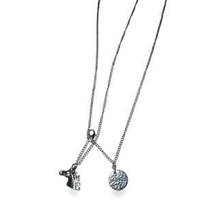 3 FOR $20 ALDO Long Faux Silver Charmed Chain Necklace